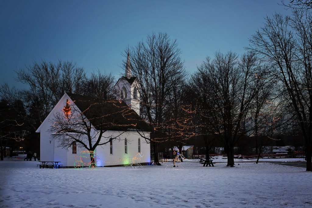 christmas church snow